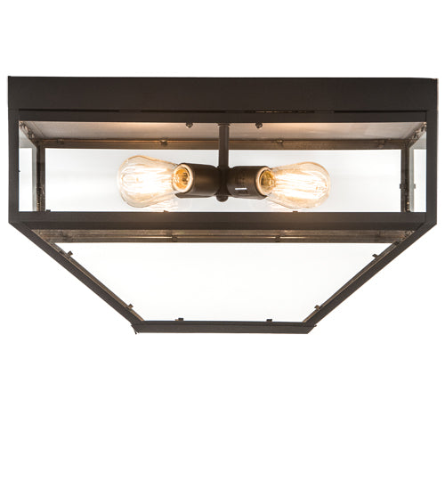 Meyda Lighting Mission 28" 4-Light Wrought Iron Prime Flush Mount Light With Clear Shade Glass