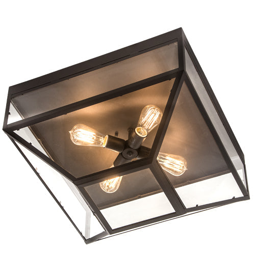 Meyda Lighting Mission 28" 4-Light Wrought Iron Prime Flush Mount Light With Clear Shade Glass