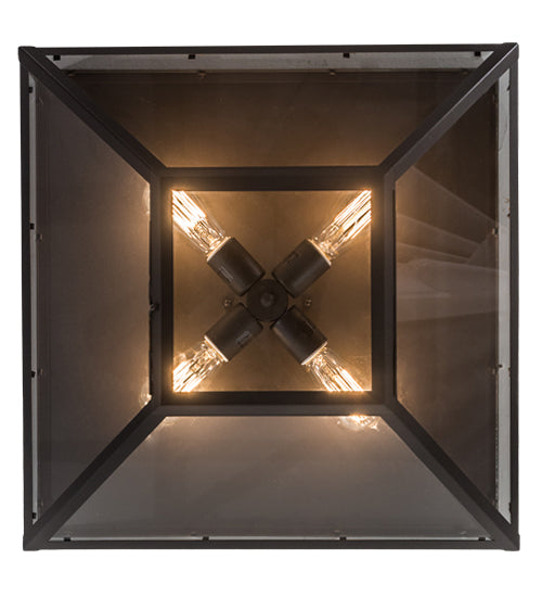 Meyda Lighting Mission 28" 4-Light Wrought Iron Prime Flush Mount Light With Clear Shade Glass