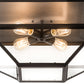Meyda Lighting Mission 28" 4-Light Wrought Iron Prime Flush Mount Light With Clear Shade Glass