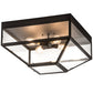 Meyda Lighting Mission 28" 4-Light Wrought Iron Prime Flush Mount Light With Clear Shade Glass