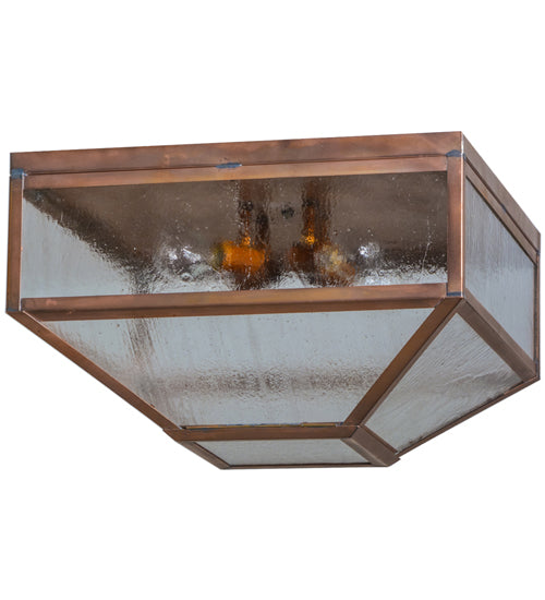Meyda Lighting Mission 29" 4-Light Raw Copper Prime Flush Mount Light With Clear Seeded Shade Glass