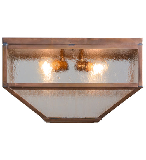 Meyda Lighting Mission 29" 4-Light Raw Copper Prime Flush Mount Light With Clear Seeded Shade Glass