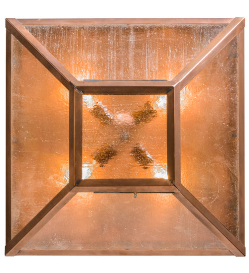 Meyda Lighting Mission 29" 4-Light Raw Copper Prime Flush Mount Light With Clear Seeded Shade Glass