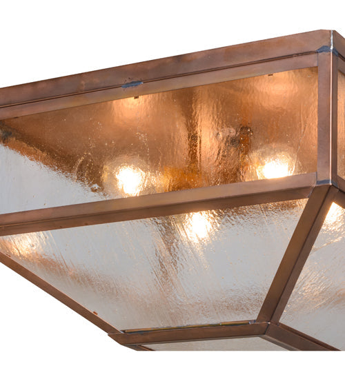 Meyda Lighting Mission 29" 4-Light Raw Copper Prime Flush Mount Light With Clear Seeded Shade Glass