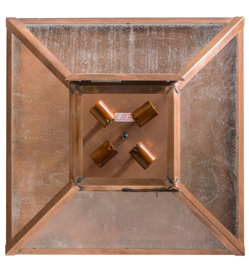 Meyda Lighting Mission 29" 4-Light Raw Copper Prime Flush Mount Light With Clear Seeded Shade Glass