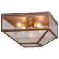 Meyda Lighting Mission 29" 4-Light Raw Copper Prime Flush Mount Light With Clear Seeded Shade Glass