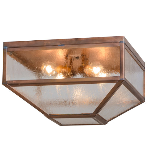 Meyda Lighting Mission 29" 4-Light Raw Copper Prime Flush Mount Light With Clear Seeded Shade Glass