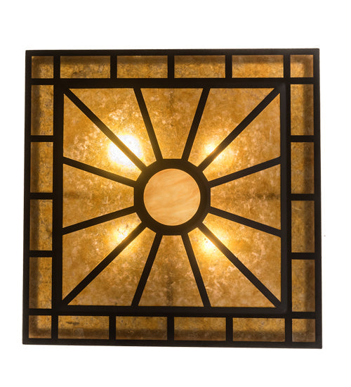 Meyda Lighting Mission 31" 4-Light Oil Rubbed Bronze Prime Semi-flush Mount Light With Amber Mica & Ambra Siena Idalight Shade