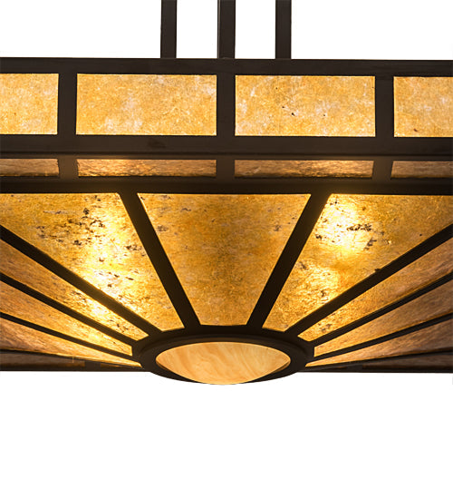 Meyda Lighting Mission 31" 4-Light Oil Rubbed Bronze Prime Semi-flush Mount Light With Amber Mica & Ambra Siena Idalight Shade