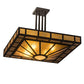 Meyda Lighting Mission 31" 4-Light Oil Rubbed Bronze Prime Semi-flush Mount Light With Amber Mica & Ambra Siena Idalight Shade