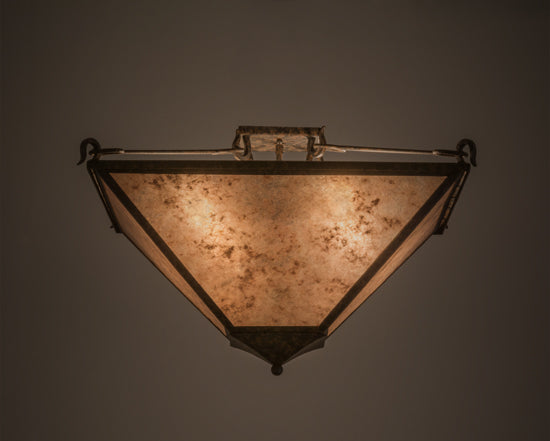 Meyda Lighting Mission 33" 4-Light Coffee Bean Inverted Pendant Light With Silver Mica Shade Glass