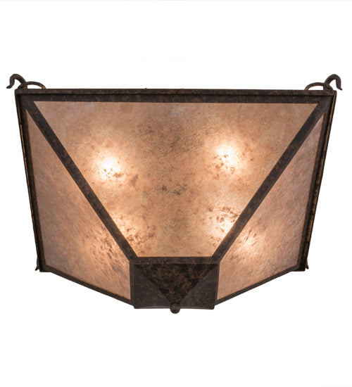 Meyda Lighting Mission 33" 4-Light Coffee Bean Inverted Pendant Light With Silver Mica Shade Glass