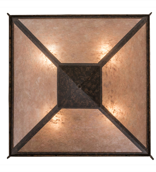 Meyda Lighting Mission 33" 4-Light Coffee Bean Inverted Pendant Light With Silver Mica Shade Glass