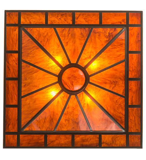 Meyda Lighting Mission 34" 4-Light Bronze Prime Semi-flush Mount Light With Orange Maduro Idalight Shade