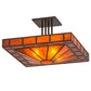 Meyda Lighting Mission 34" 4-Light Bronze Prime Semi-flush Mount Light With Orange Maduro Idalight Shade