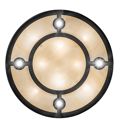 Meyda Lighting Mission 37" 12-Light Exterior Oil Rubbed Bronze Hill Top Pendant Light With Beige Sahara Taupe Idalight Shade