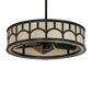 Meyda Lighting Mission 37" LED Exterior Oil Rubbed Bronze Hill Top Chandelier With Beige Sahara Taupe Idalight Shade and Fan