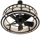 Meyda Lighting Mission 37" LED Exterior Oil Rubbed Bronze Hill Top Chandelier With Beige Sahara Taupe Idalight Shade and Fan