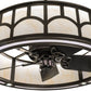Meyda Lighting Mission 37" LED Exterior Oil Rubbed Bronze Hill Top Chandelier With Beige Sahara Taupe Idalight Shade and Fan