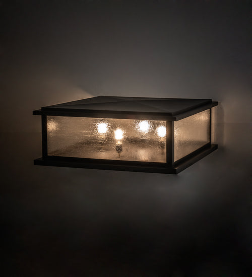 Meyda Lighting Mission 37"Sq 4-Light Craftsman Brown Prime Outdoor Pier Mount Light With Clear Seeded Shade Glass