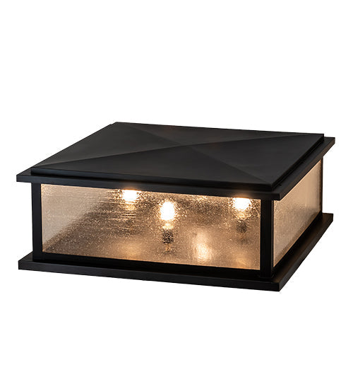 Meyda Lighting Mission 37"Sq 4-Light Craftsman Brown Prime Outdoor Pier Mount Light With Clear Seeded Shade Glass