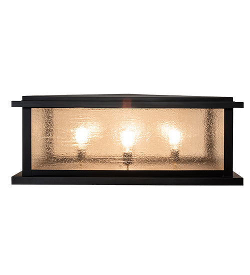 Meyda Lighting Mission 37"Sq 4-Light Craftsman Brown Prime Outdoor Pier Mount Light With Clear Seeded Shade Glass