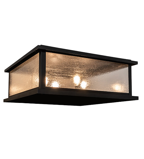 Meyda Lighting Mission 37"Sq 4-Light Craftsman Brown Prime Outdoor Pier Mount Light With Clear Seeded Shade Glass