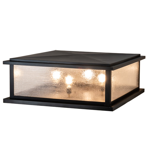 Meyda Lighting Mission 37"Sq 4-Light Craftsman Brown Prime Outdoor Pier Mount Light With Clear Seeded Shade Glass