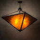 Meyda Lighting Mission 42" 4-Light Black Prime Inverted Pendant Light With Amber Mica Shade Glass