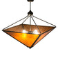 Meyda Lighting Mission 42" 4-Light Black Prime Inverted Pendant Light With Amber Mica Shade Glass