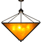 Meyda Lighting Mission 42" 4-Light Black Prime Inverted Pendant Light With Amber Mica Shade Glass