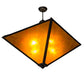 Meyda Lighting Mission 42" 4-Light Black Prime Inverted Pendant Light With Amber Mica Shade Glass