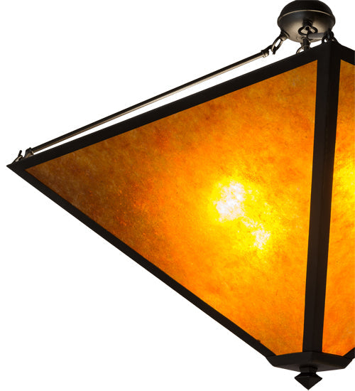 Meyda Lighting Mission 42" 4-Light Black Prime Inverted Pendant Light With Amber Mica Shade Glass