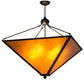Meyda Lighting Mission 42" 4-Light Black Prime Inverted Pendant Light With Amber Mica Shade Glass