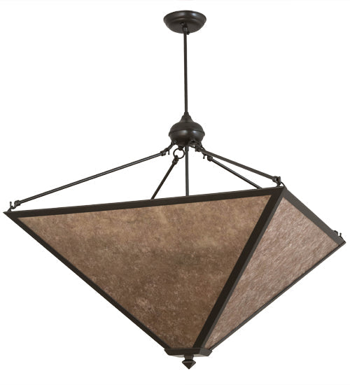 Meyda Lighting Mission 42" 4-Light Timeless Bronze Prime Inverted Pendant Light With Silver Mica Shade Glass