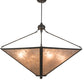 Meyda Lighting Mission 42" 4-Light Timeless Bronze Prime Inverted Pendant Light With Silver Mica Shade Glass