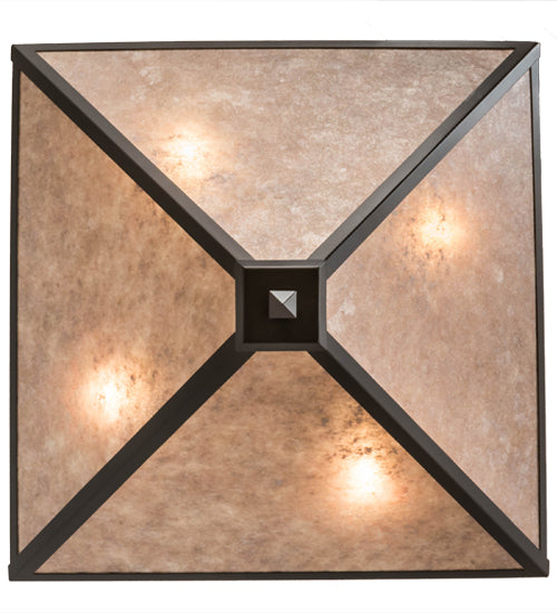 Meyda Lighting Mission 42" 4-Light Timeless Bronze Prime Inverted Pendant Light With Silver Mica Shade Glass