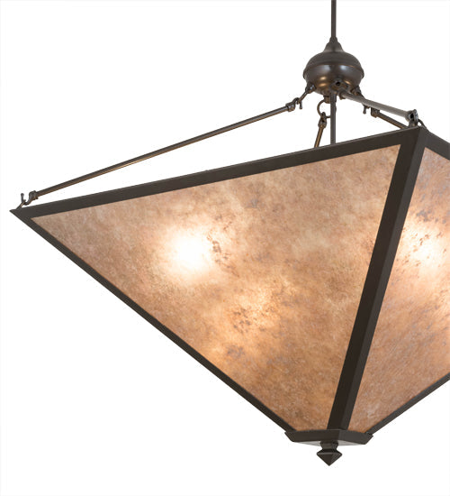Meyda Lighting Mission 42" 4-Light Timeless Bronze Prime Inverted Pendant Light With Silver Mica Shade Glass