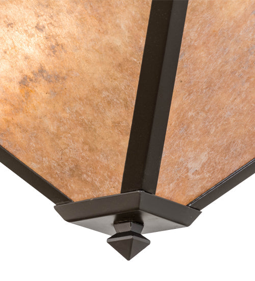 Meyda Lighting Mission 42" 4-Light Timeless Bronze Prime Inverted Pendant Light With Silver Mica Shade Glass