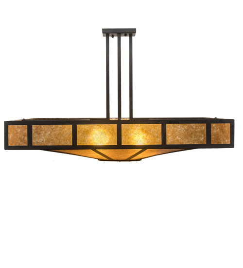 Meyda Lighting Mission 43" 4-Light Oil Rubbed Bronze Prime Semi-flush Mount Light With Amber Mica Shade Glass