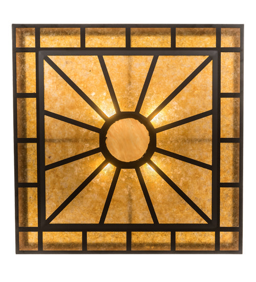 Meyda Lighting Mission 43" 4-Light Oil Rubbed Bronze Prime Semi-flush Mount Light With Amber Mica Shade Glass