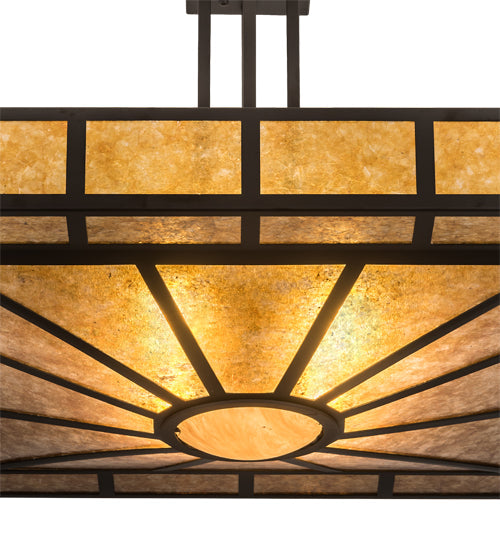 Meyda Lighting Mission 43" 4-Light Oil Rubbed Bronze Prime Semi-flush Mount Light With Amber Mica Shade Glass