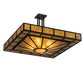 Meyda Lighting Mission 43" 4-Light Oil Rubbed Bronze Prime Semi-flush Mount Light With Amber Mica Shade Glass