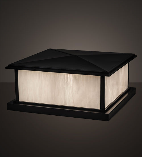 Meyda Lighting Mission 43" 4-Light Timeless Bronze Outdoor Pier Mount Light With White Shade Glass
