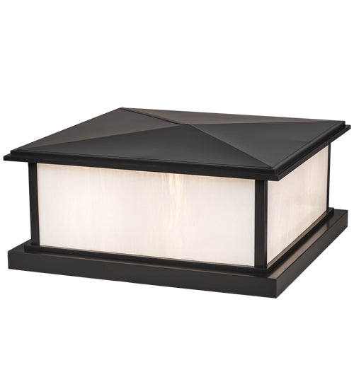 Meyda Lighting Mission 43" 4-Light Timeless Bronze Outdoor Pier Mount Light With White Shade Glass