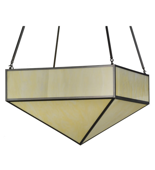 Meyda Lighting Mission 43" 8-Light Craftsman Brown Prime Inverted Pendant Light With Beige Botticino Idalight Shade Glass