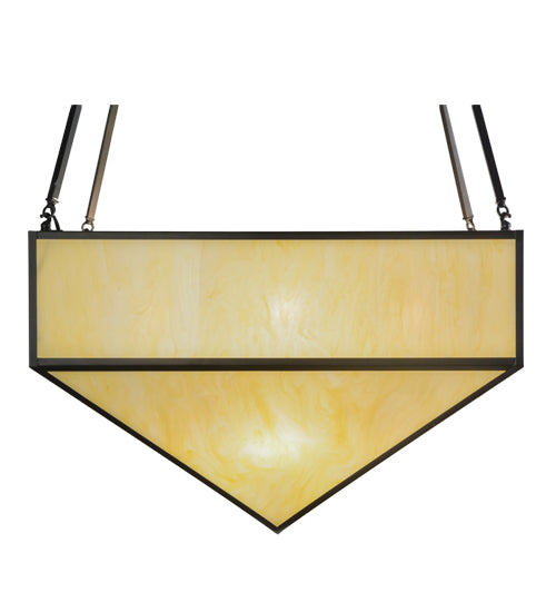 Meyda Lighting Mission 43" 8-Light Craftsman Brown Prime Inverted Pendant Light With Beige Botticino Idalight Shade Glass
