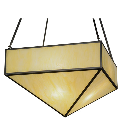 Meyda Lighting Mission 43" 8-Light Craftsman Brown Prime Inverted Pendant Light With Beige Botticino Idalight Shade Glass