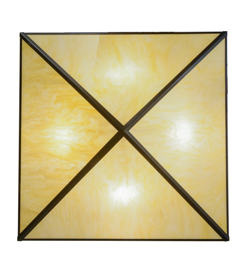 Meyda Lighting Mission 43" 8-Light Craftsman Brown Prime Inverted Pendant Light With Beige Botticino Idalight Shade Glass